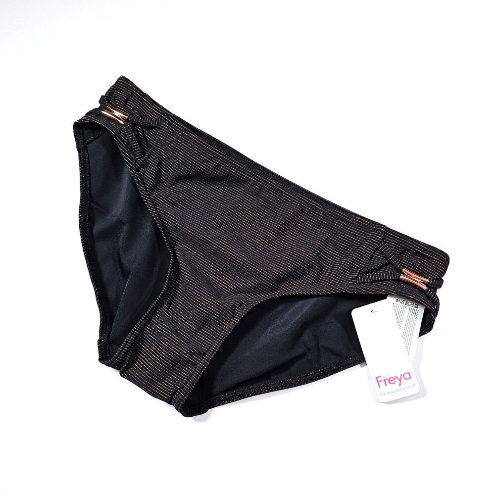 Freya Swim Glam Rock Bikini Bottom Size M Swimwear, Black/Rose Gold
